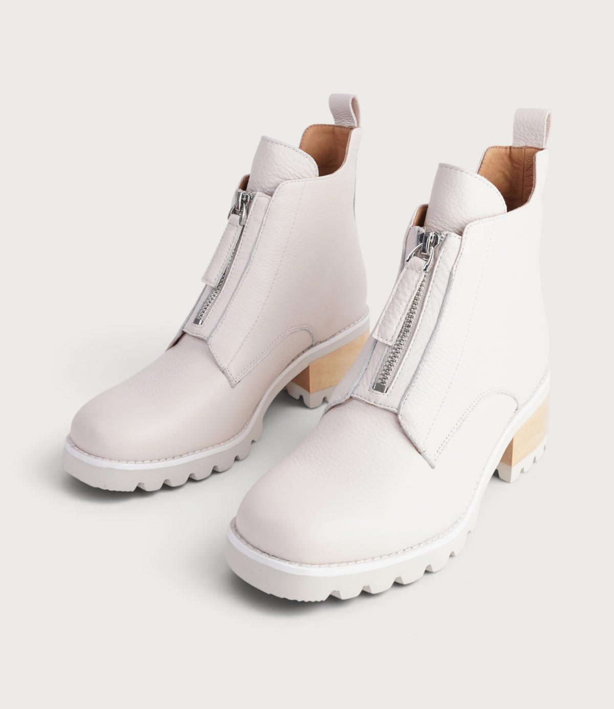Dazzler Bone/ Tan Stack Leather Ankle Boots