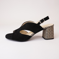 21180 Black Suede Heels