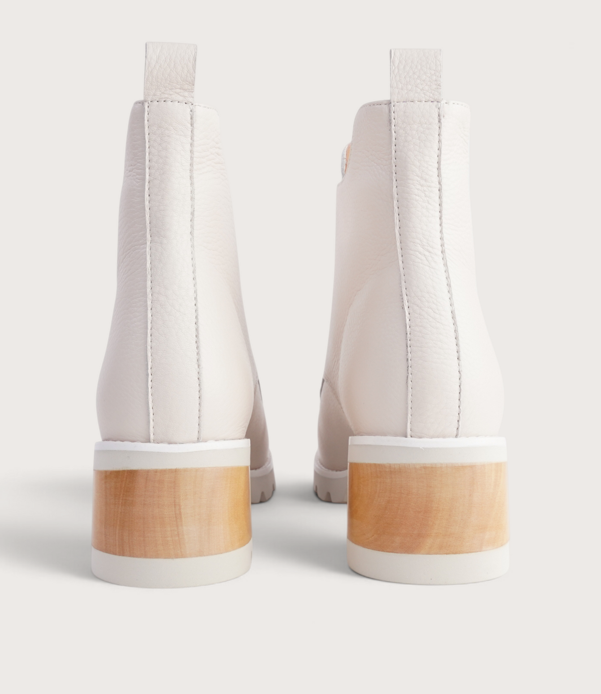 Dazzler Bone/ Tan Stack Leather Ankle Boots