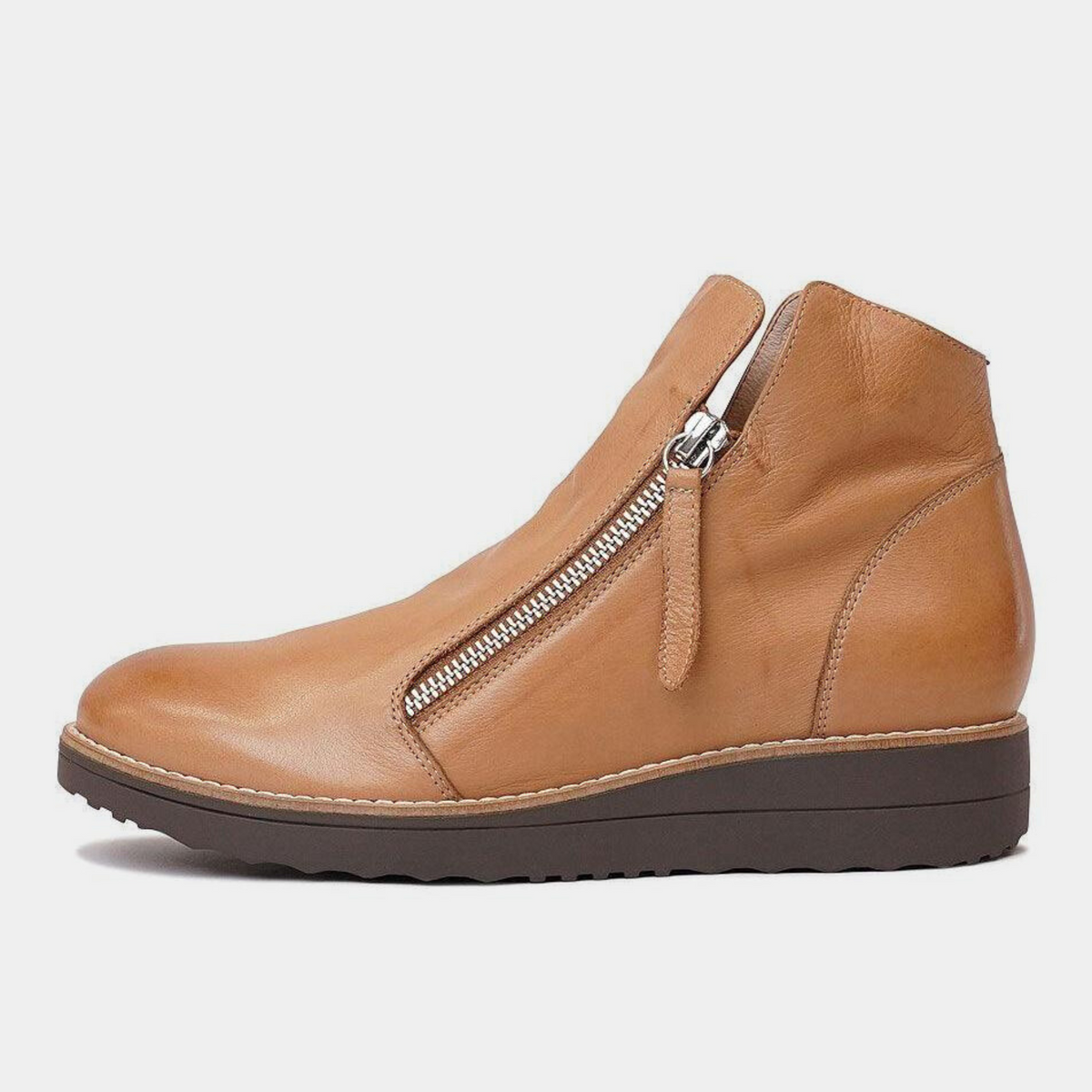 Ohmy Dark Tan/choc Sole Leather Ankle Boots - TOP END | Shouz