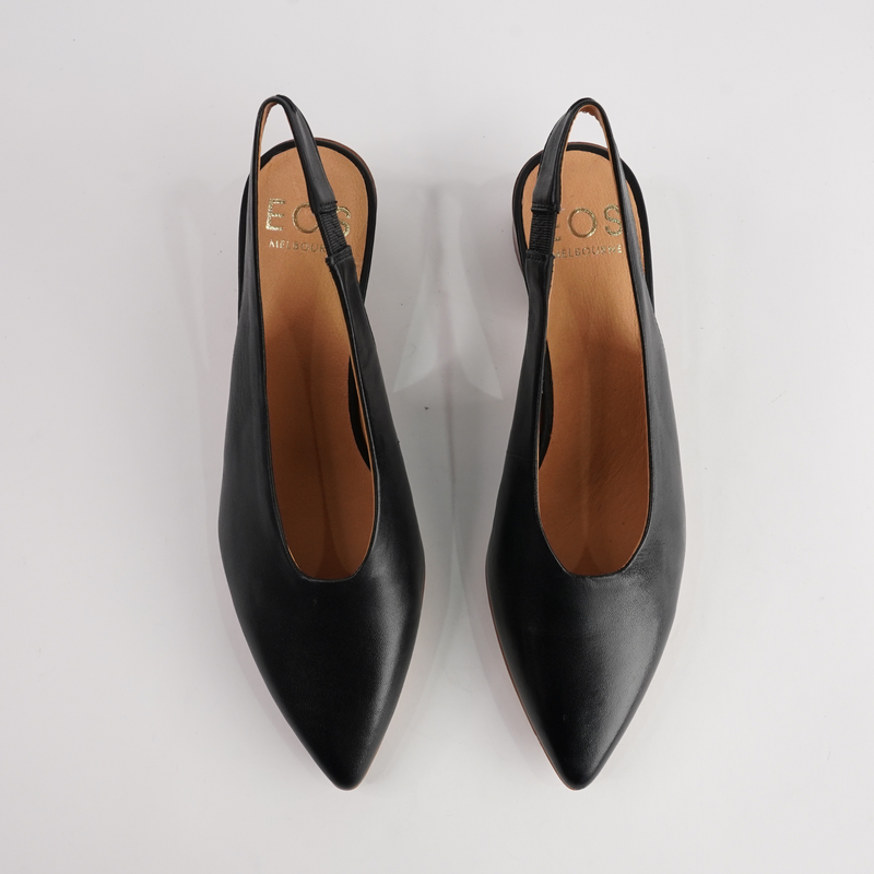Hatti Black Leather Heels