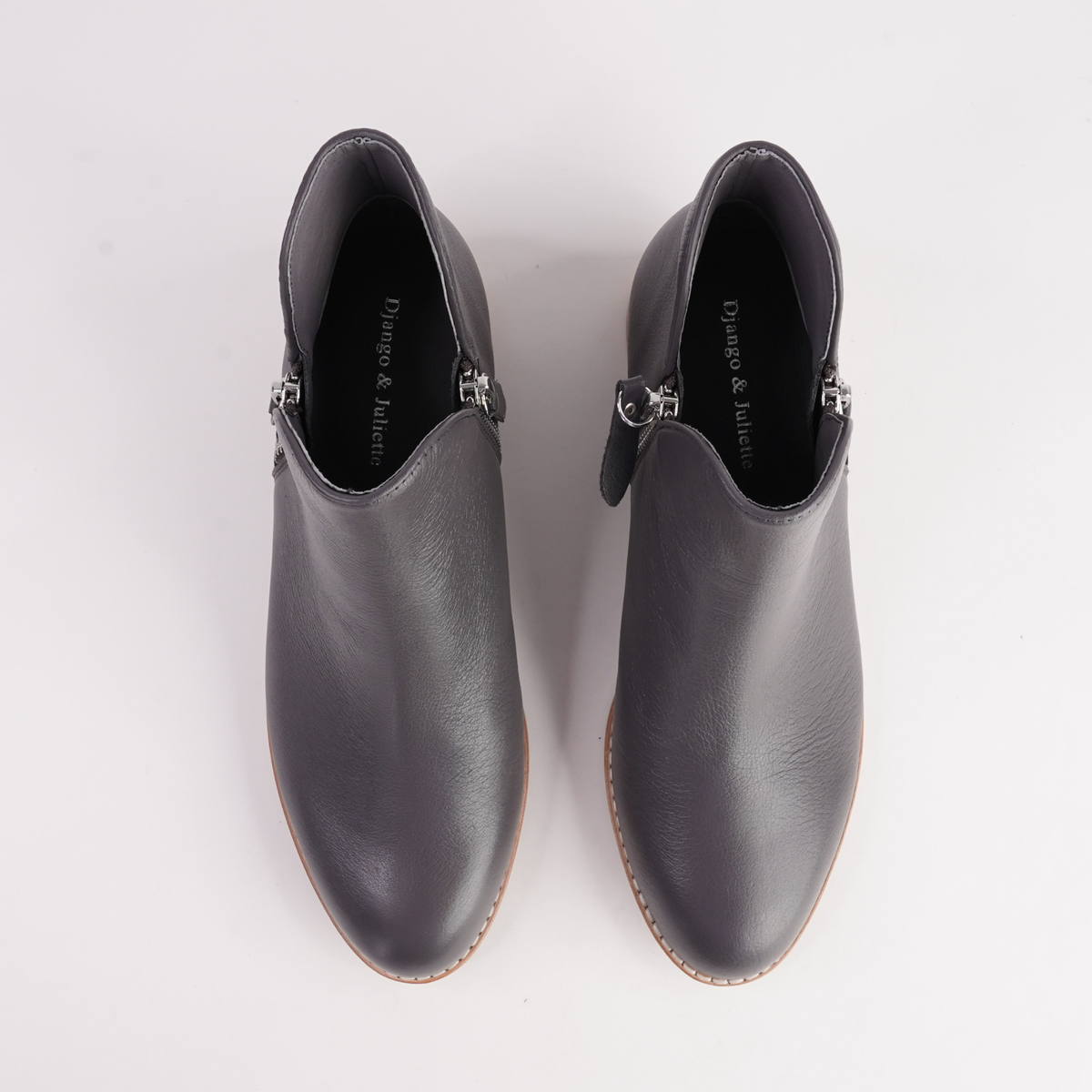 Noves New Charcoal Leather Boots - DJANGO AND JULIETTE | Shouz