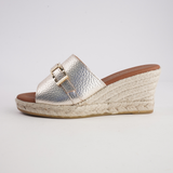 Zara Doya Champagne Leather Espadrille Wedges - WITH GRACE | Shouz