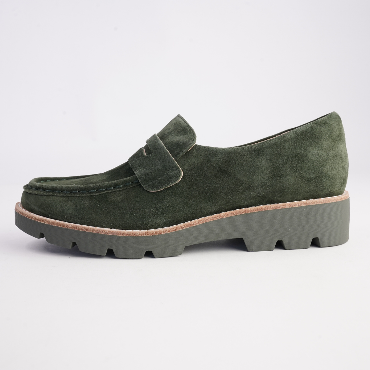 Dorte Olive Suede/ Olive Sole Loafers - DJANGO AND JULIETTE | Shouz