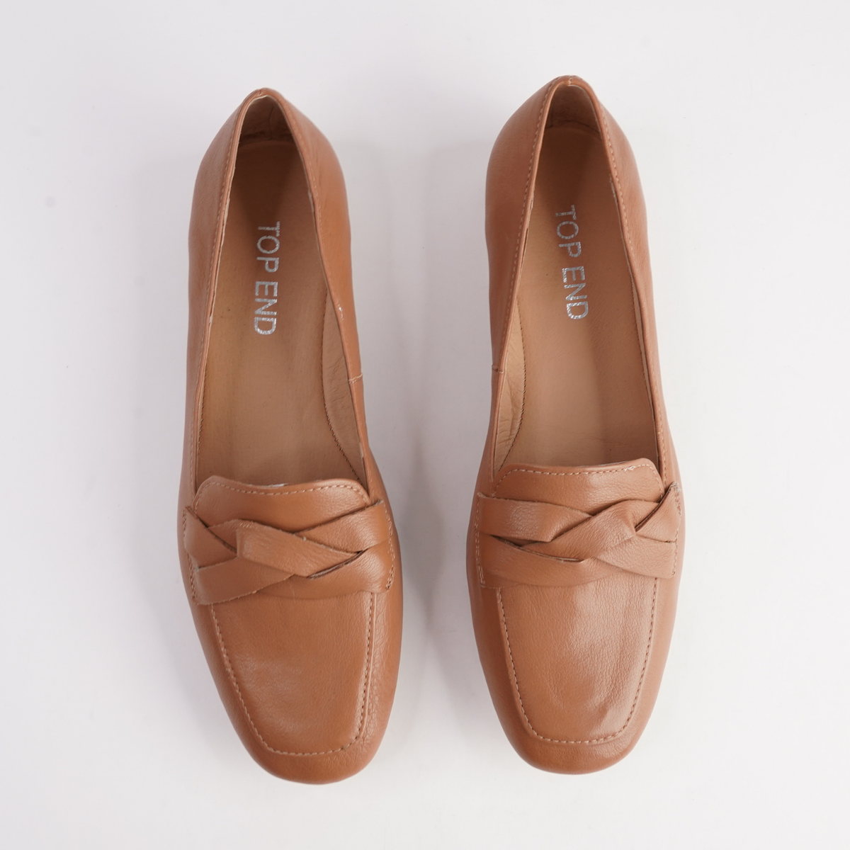 Marcee Tan Leather Flats - TOP END | Shouz