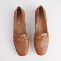 Marcee Tan Leather Flats - TOP END | Shouz