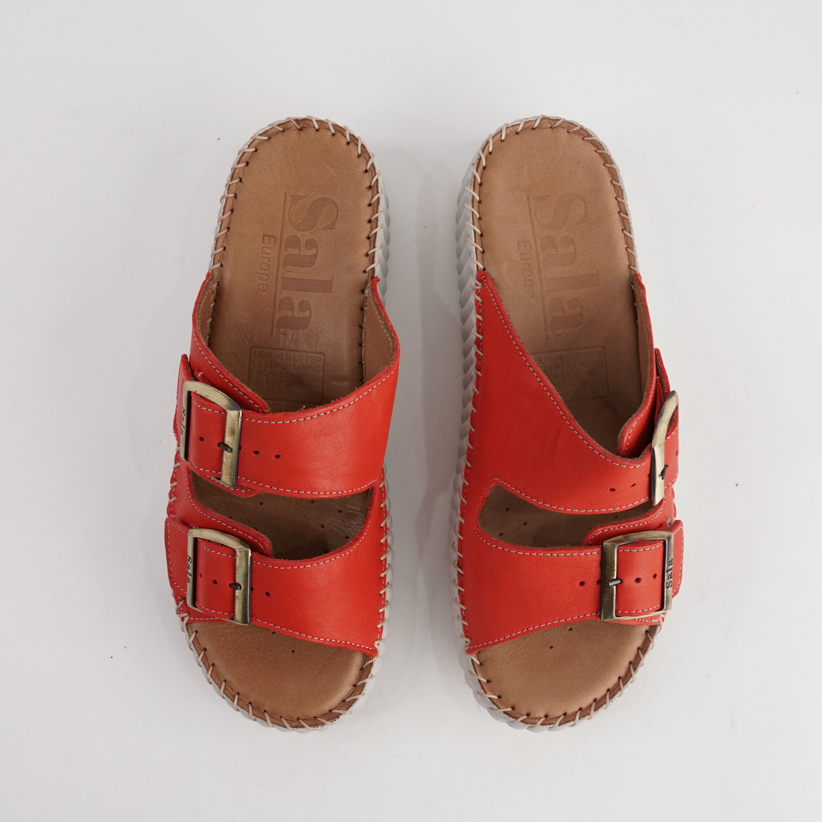 Solena Red Leather Slides - SALA | Shouz