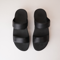 Lulu Leather Slides Black Sandals