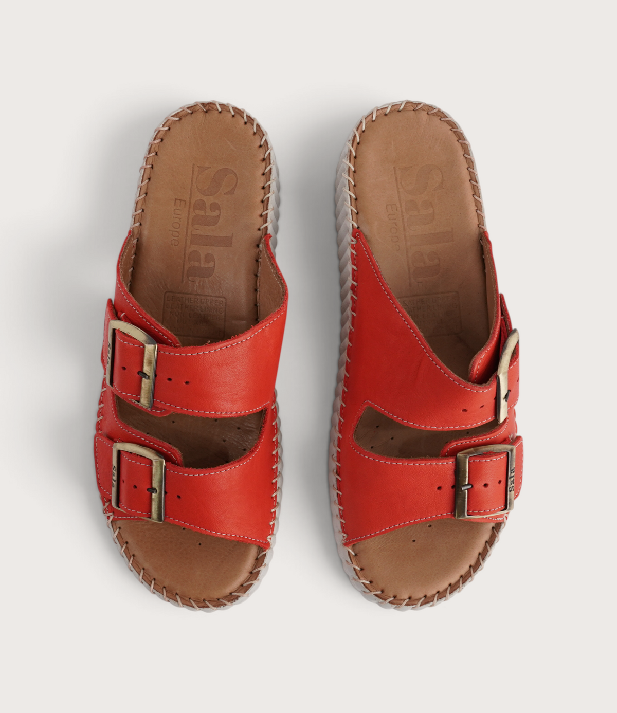 Solena Red Leather Slides