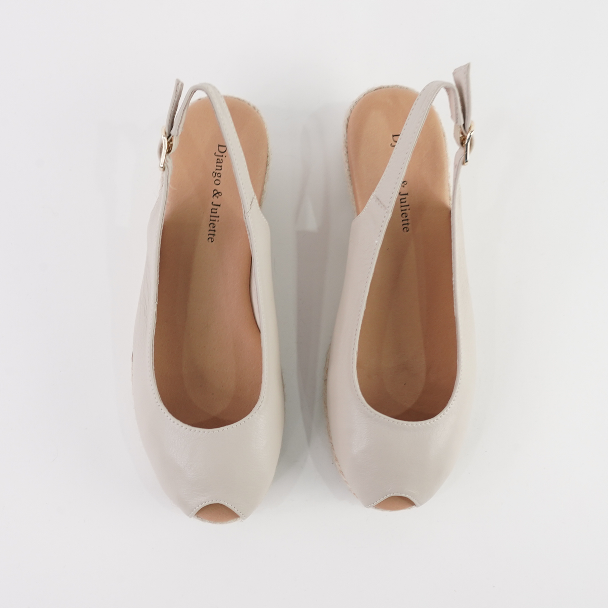 Saniarly Almond Leather Espadrille Wedges - DJANGO AND JULIETTE | Shouz