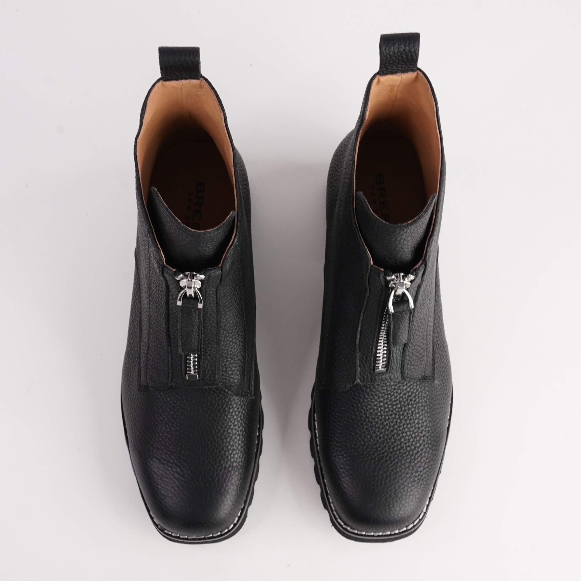 Dazzler Black/ Black Leather Ankle Boots - BRESLEY | Shouz