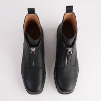 Dazzler Black/ Black Leather Ankle Boots - BRESLEY | Shouz