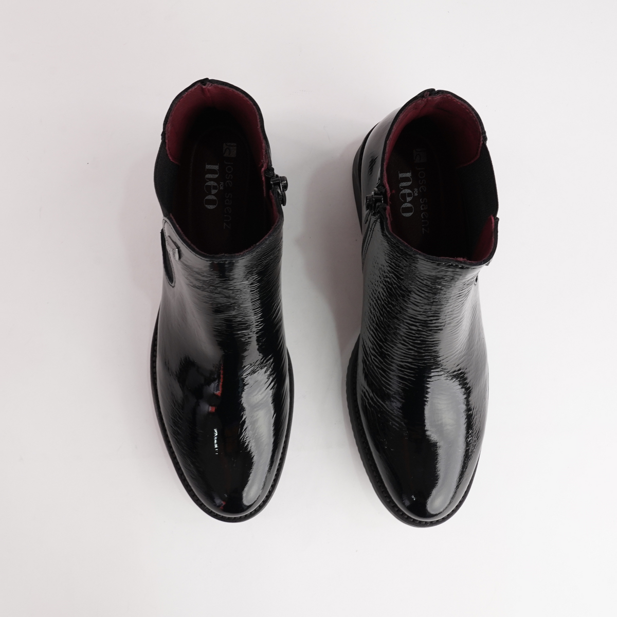 Js-2181 Black Patent Leather Ankle Boots