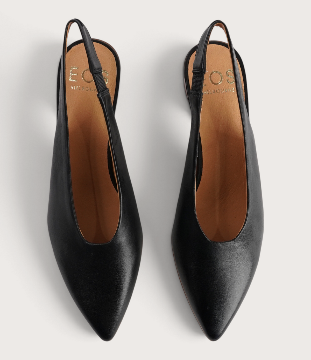 Hatti Black Leather Heels