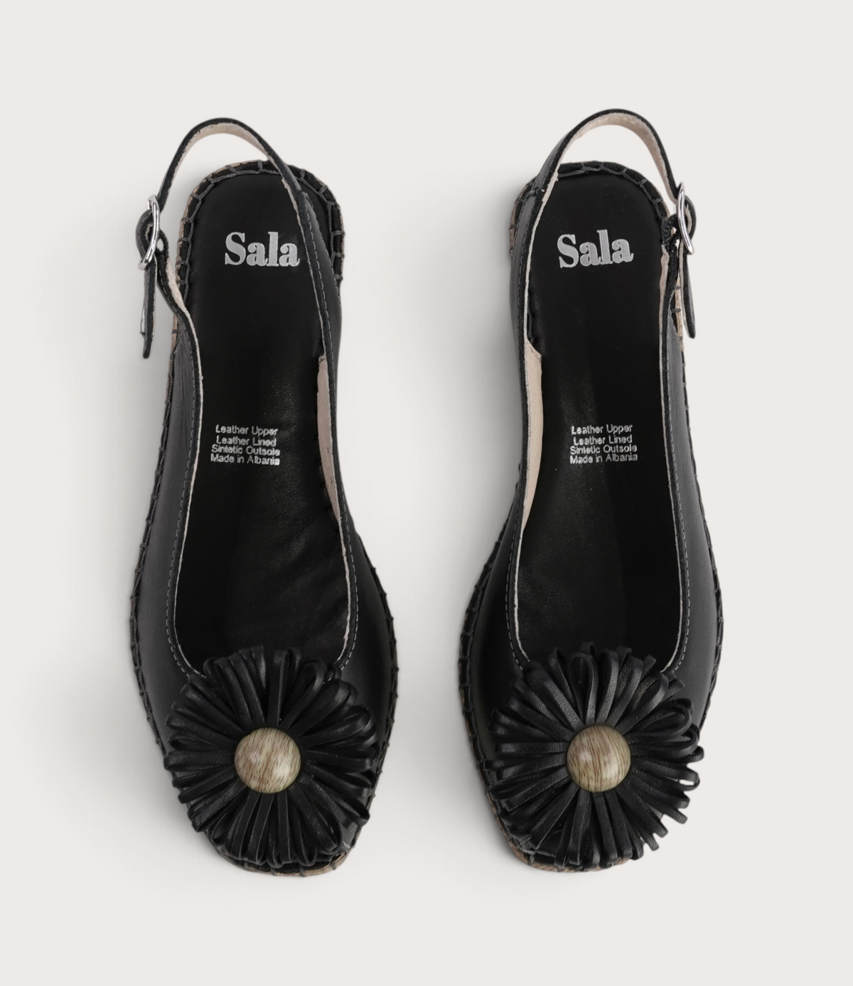 Erica Black Leather Espadrille Wedges