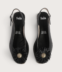 Erica Black Leather Espadrille Wedges