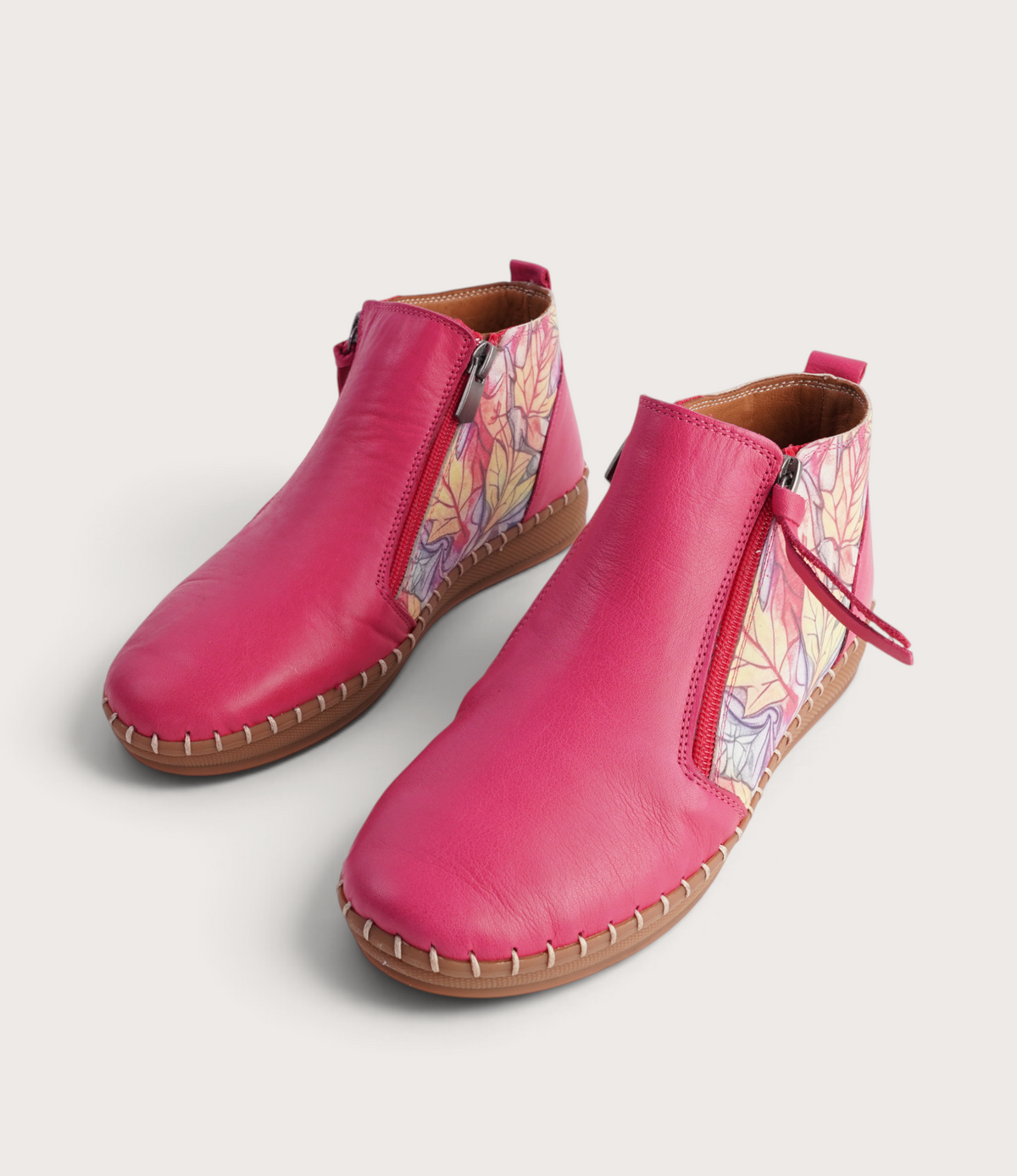 Regan Cerise Fall Leather Ankle Boots