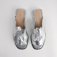 Luna Silver Leather Flats