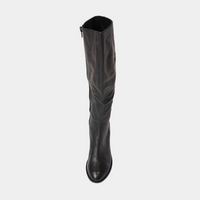 Sled Black Leather Knee High Boots