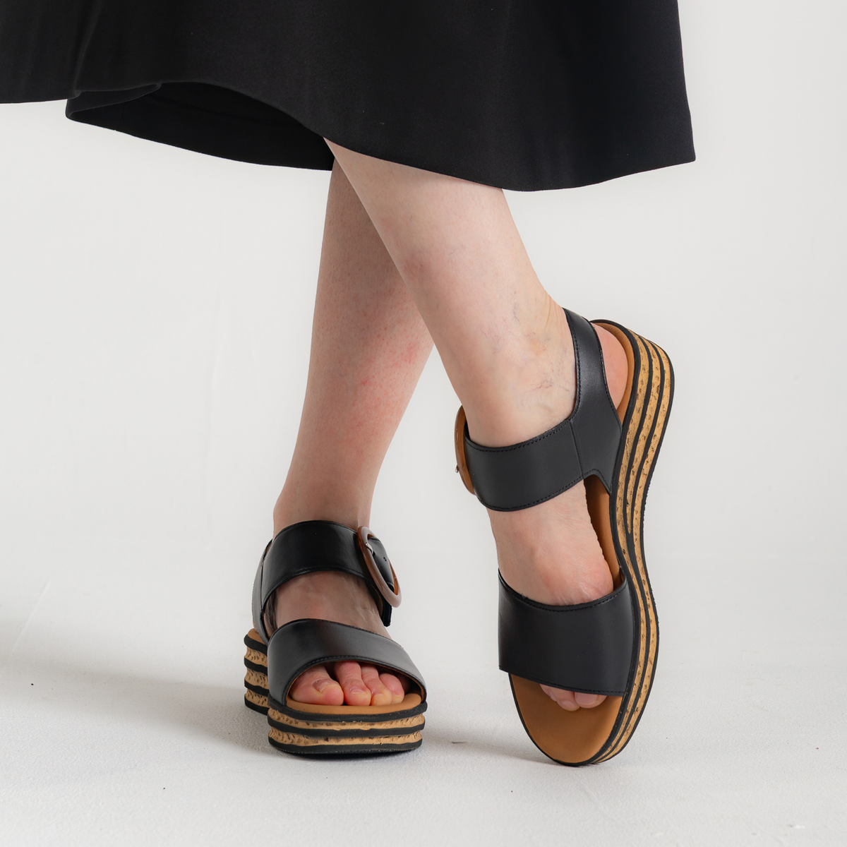 Margo Black Leather Sandals - GABOR | Shouz