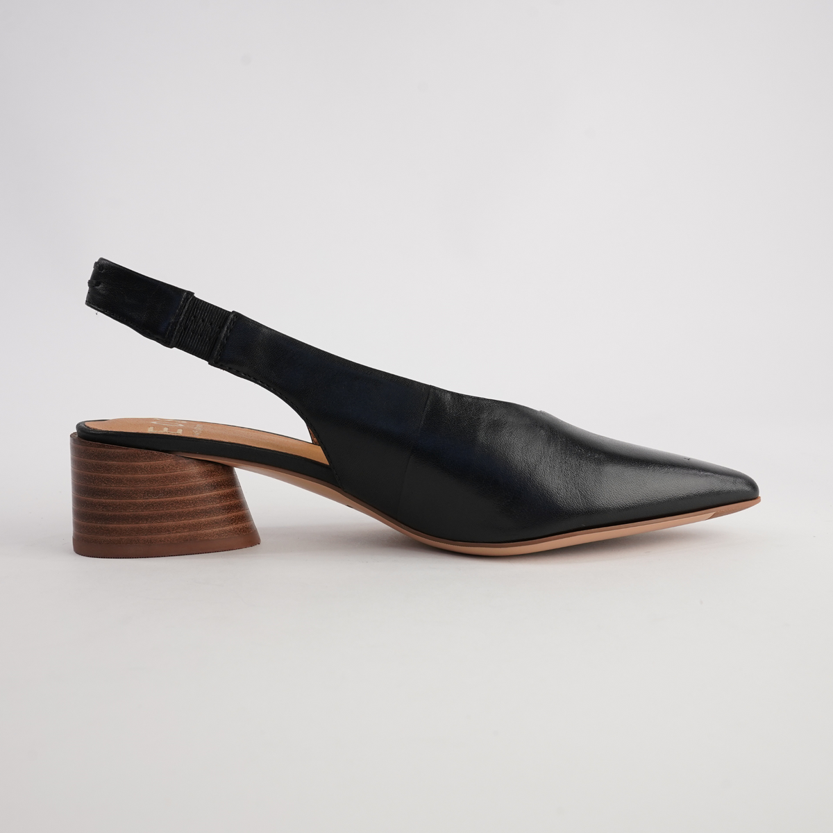 Hatti Black Leather Heels