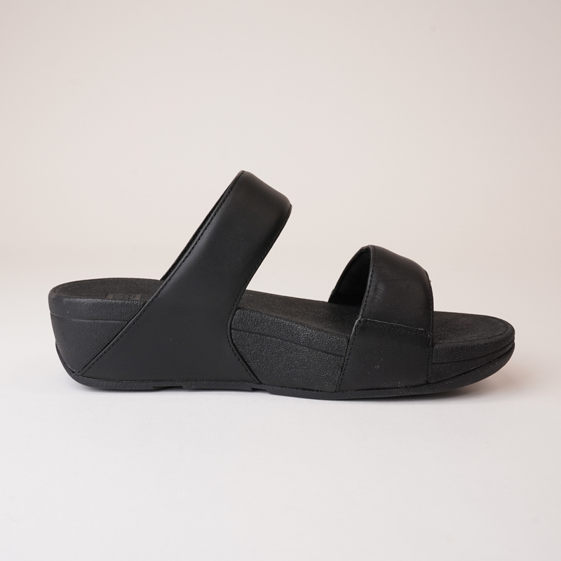 Lulu Leather Slides Black Sandals