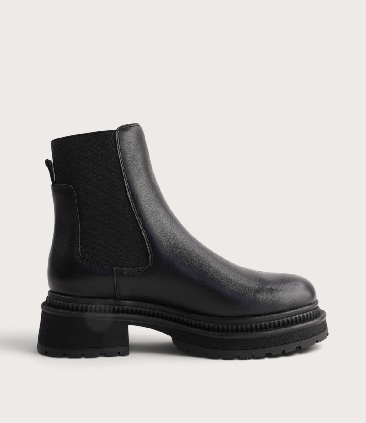 Brussels Black Leather Ankle Boots