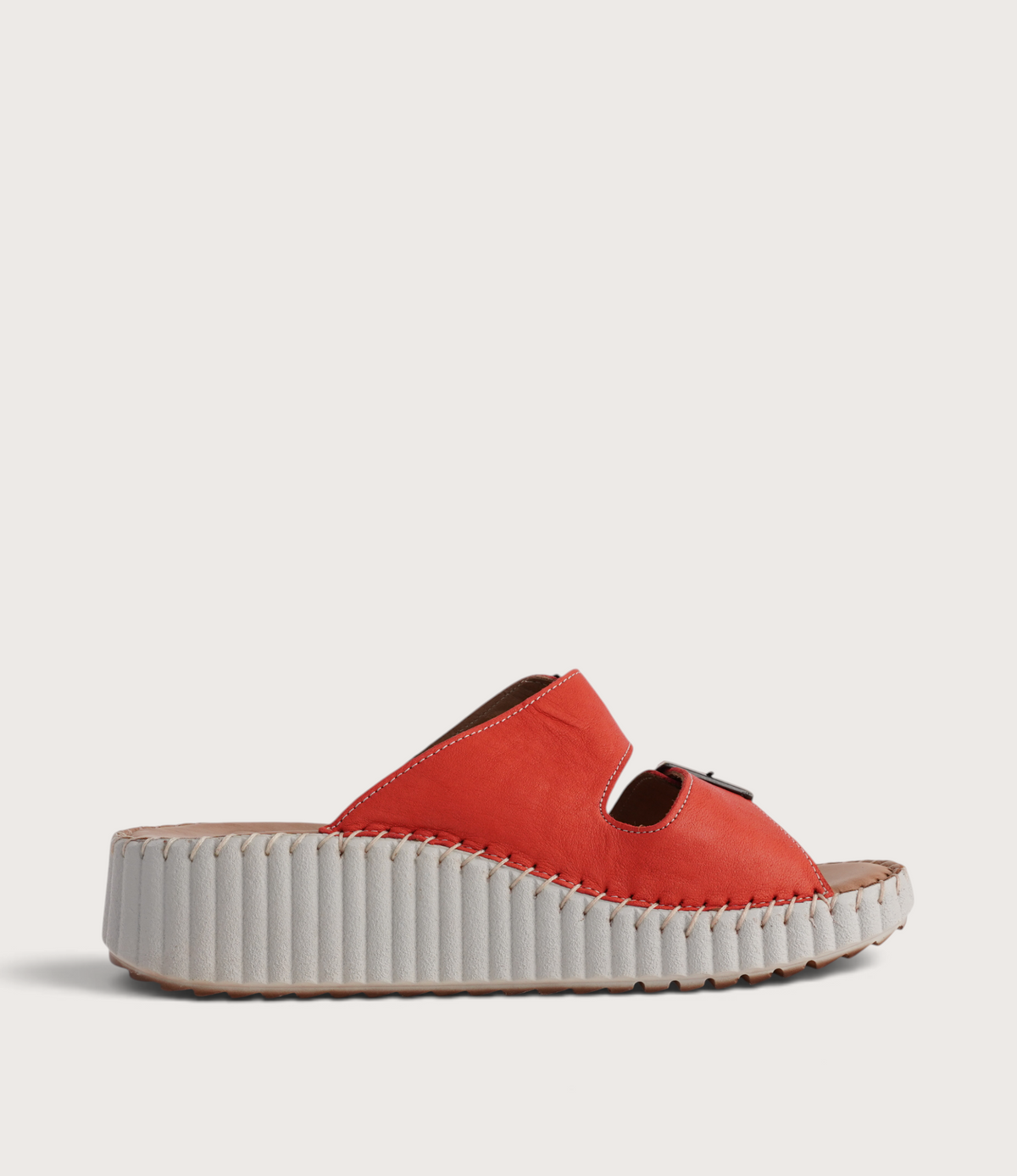 Solena Red Leather Slides