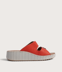 Solena Red Leather Slides