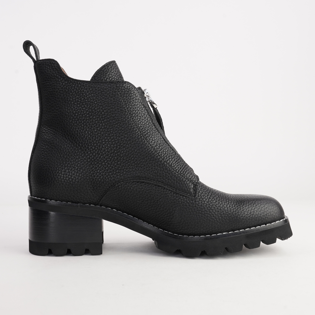 Dazzler Black/ Black Leather Ankle Boots - BRESLEY | Shouz