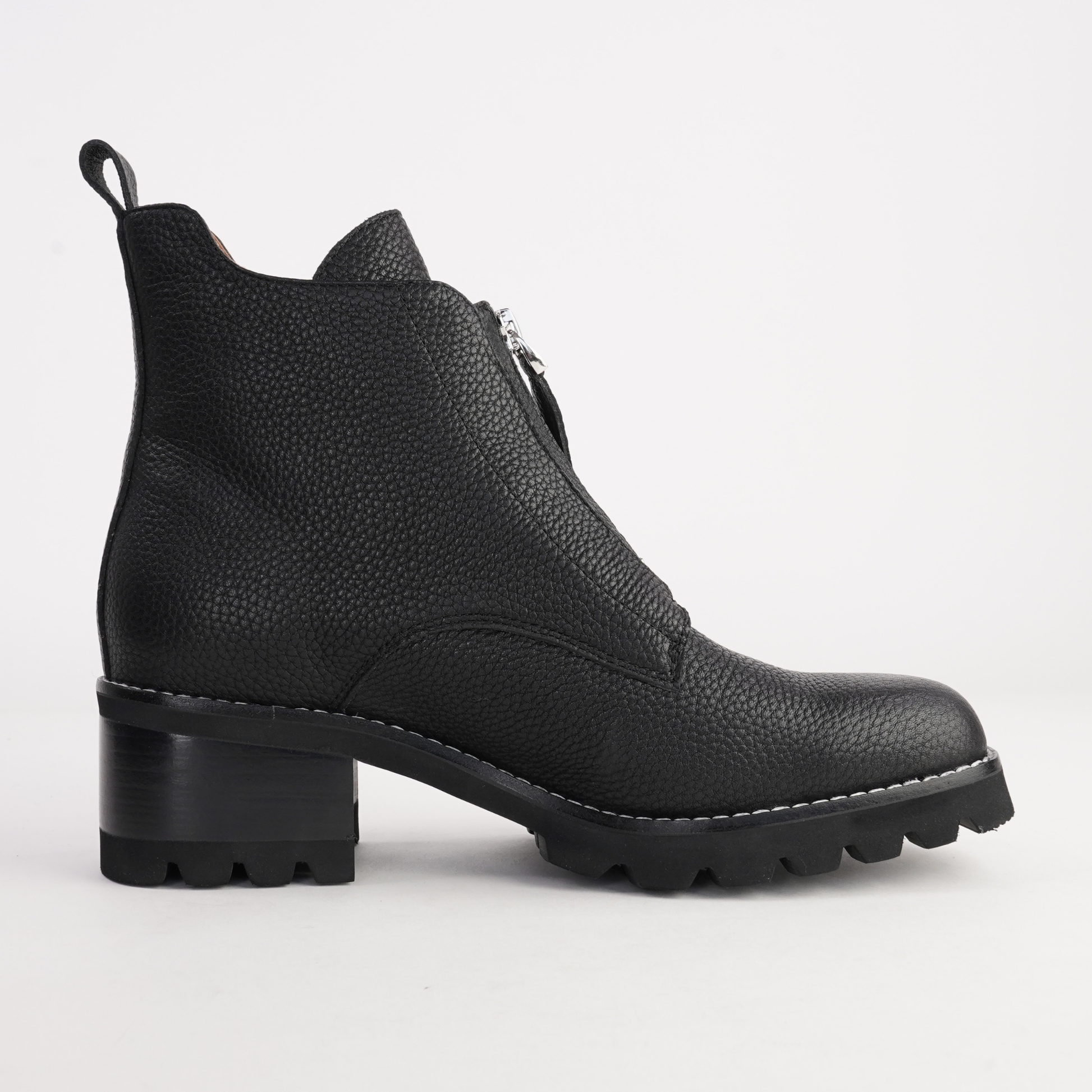 Dazzler Black/ Black Leather Ankle Boots - BRESLEY | Shouz