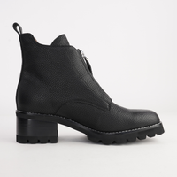 Dazzler Black/ Black Leather Ankle Boots - BRESLEY | Shouz