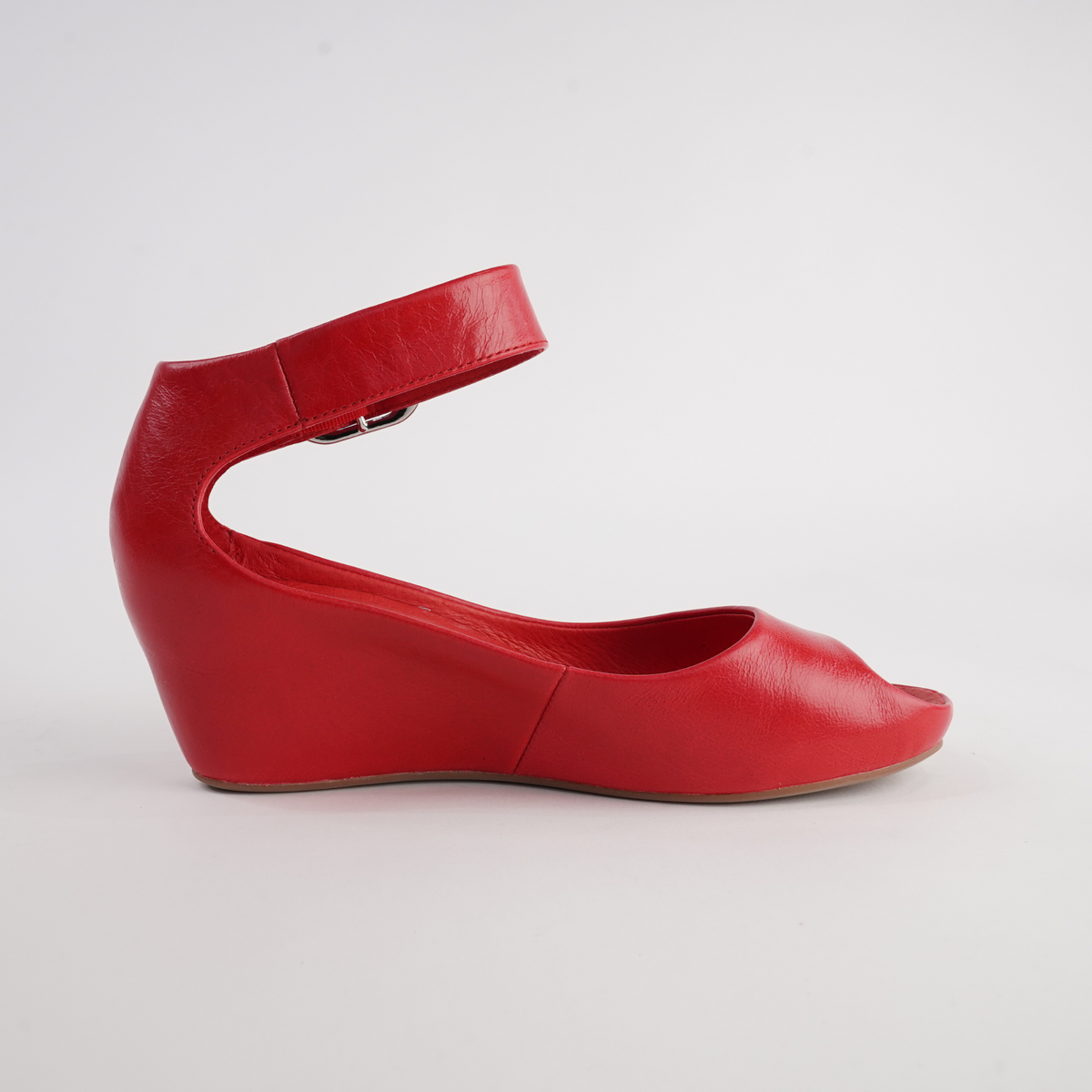 Sangria Fireoil Leather Wedges - BRESLEY | Shouz