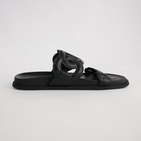 Tulia Black Leather Slides