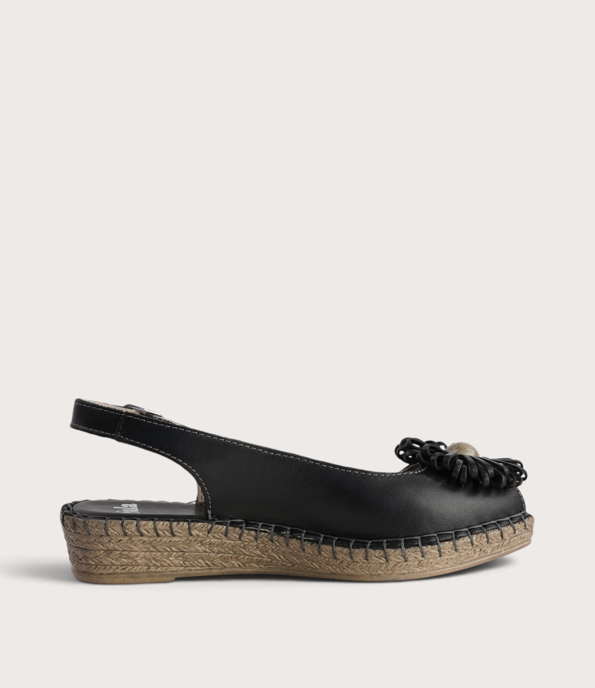 Erica Black Leather Espadrille Wedges