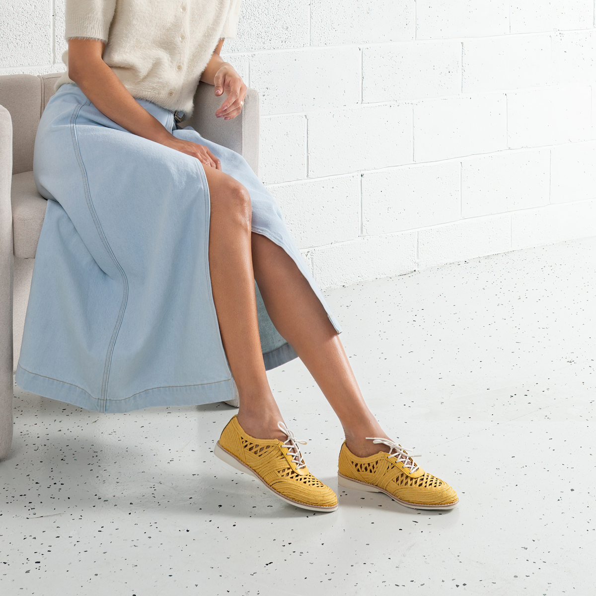 Derby Open Weave Sunshine Lace Up Flats