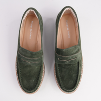 Dorte Olive Suede/ Olive Sole Loafers - DJANGO AND JULIETTE | Shouz