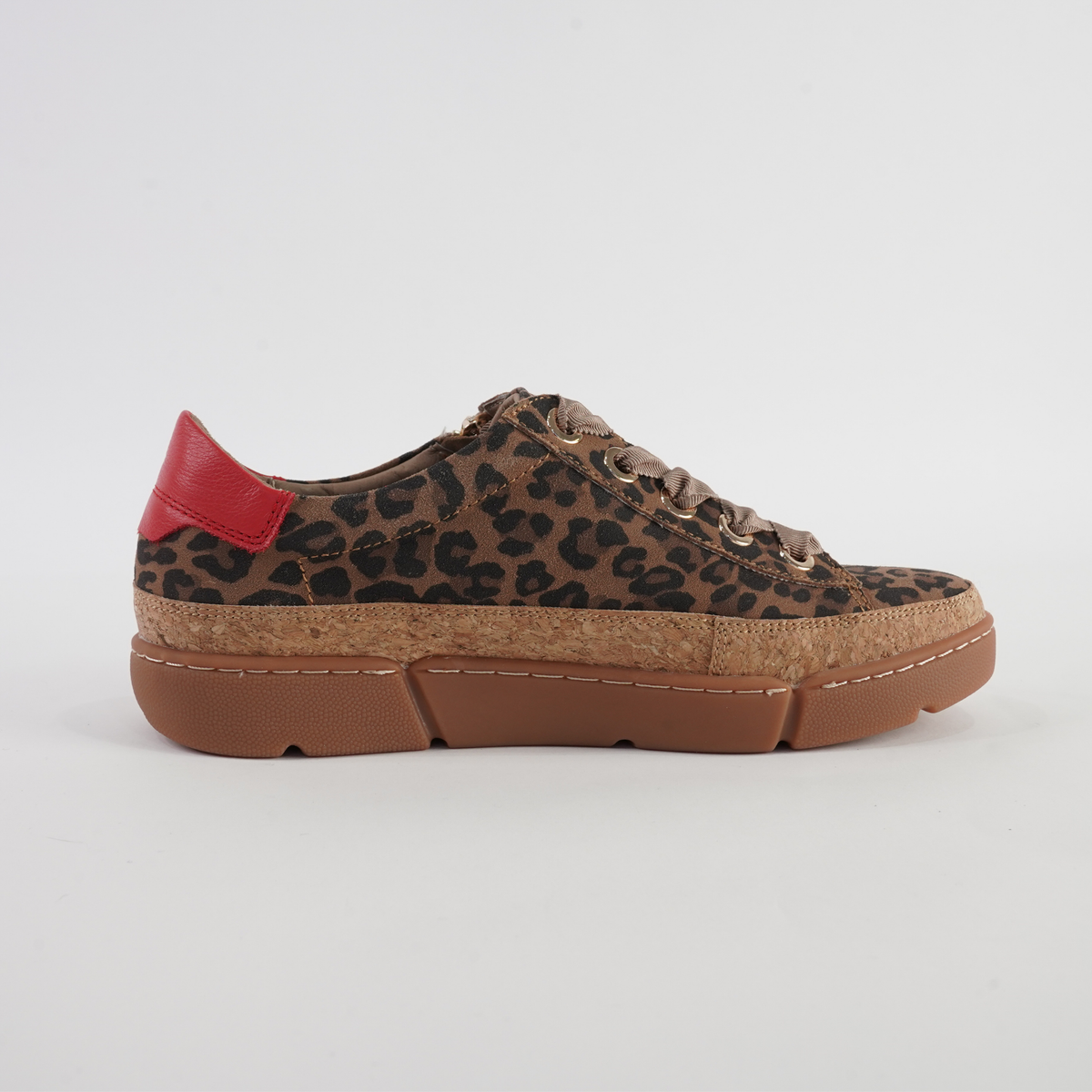 Torayne Camel Leopard Suede/ Red Multi Leather Sneakers - DJANGO AND JULIETTE | Shouz