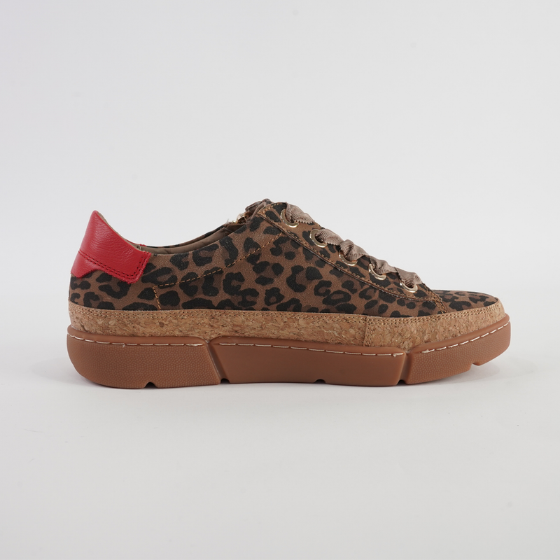 Torayne Camel Leopard Suede/ Red Multi Leather Sneakers