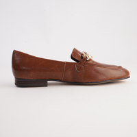 Ilysa Cognac Polish Leather Loafers - DJANGO AND JULIETTE | Shouz