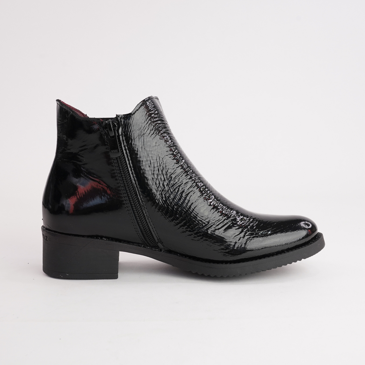 Js-2181 Black Patent Leather Ankle Boots
