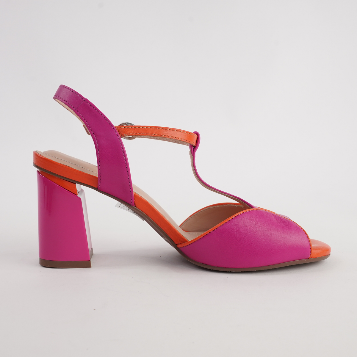 Brooke Fuschia/ Tangerine Leather Heels - CHRISSIE | Shouz