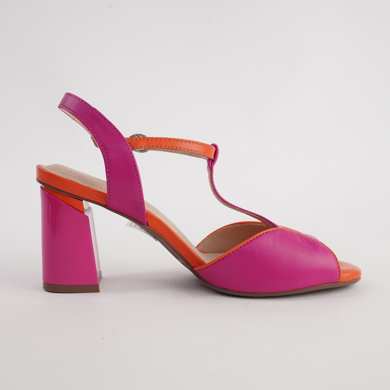 Brooke Fuschia/ Tangerine Leather Heels