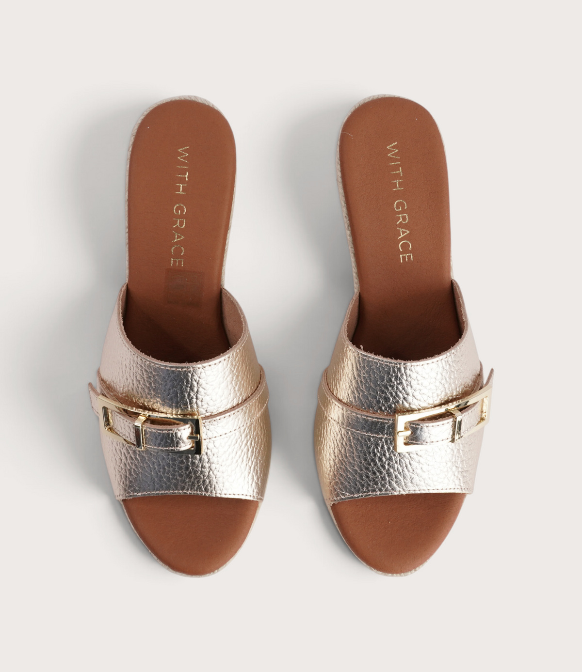 Zara Doya Champagne Leather Espadrille Wedges