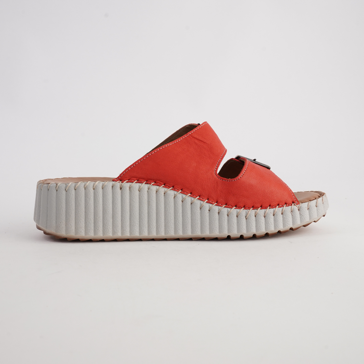 Solena Red Leather Slides - SALA | Shouz