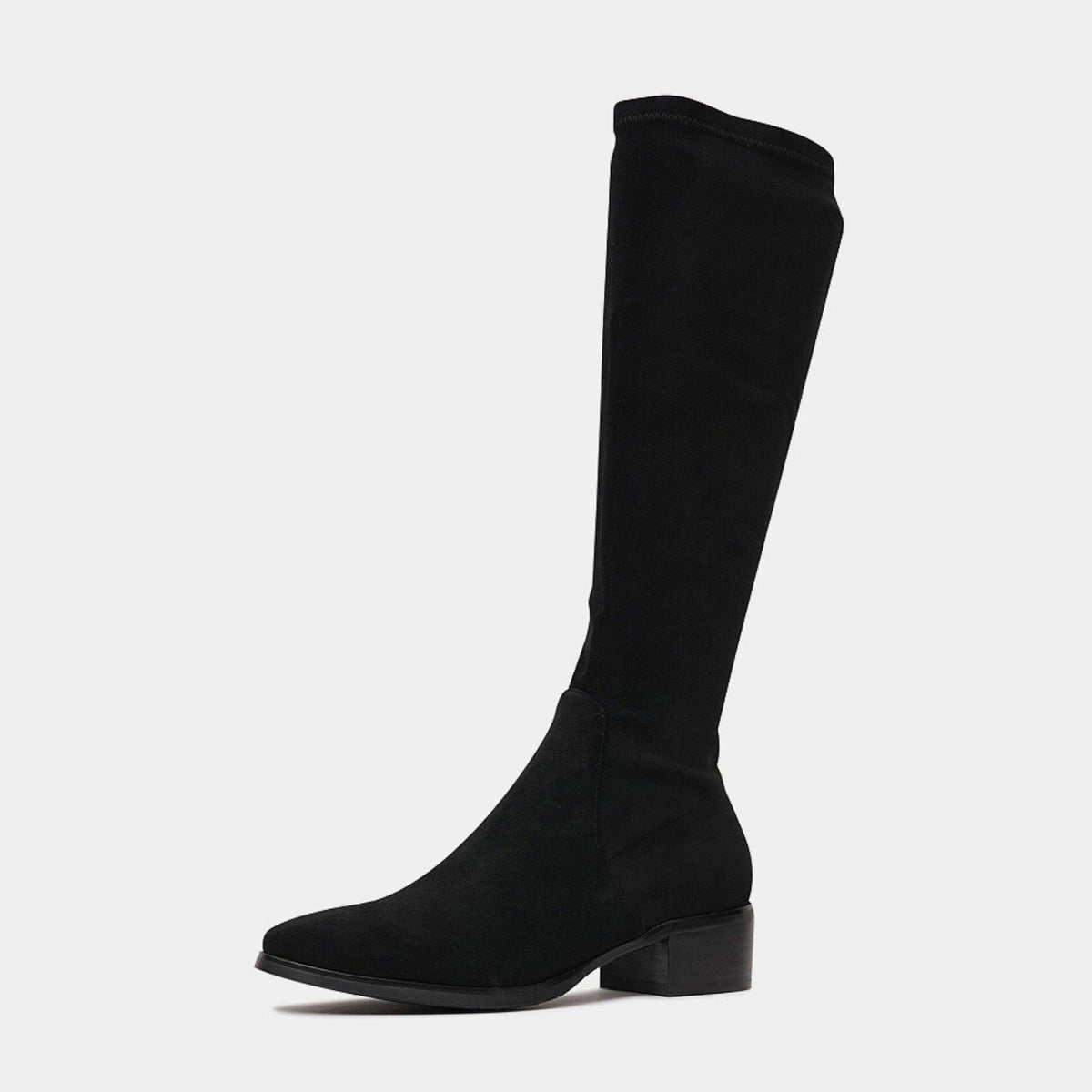 Timothie Black Stretch Microsuede Knee High Boots by Django