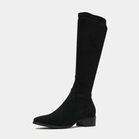 Timothie Black Stretch Microsuede Knee High Boots