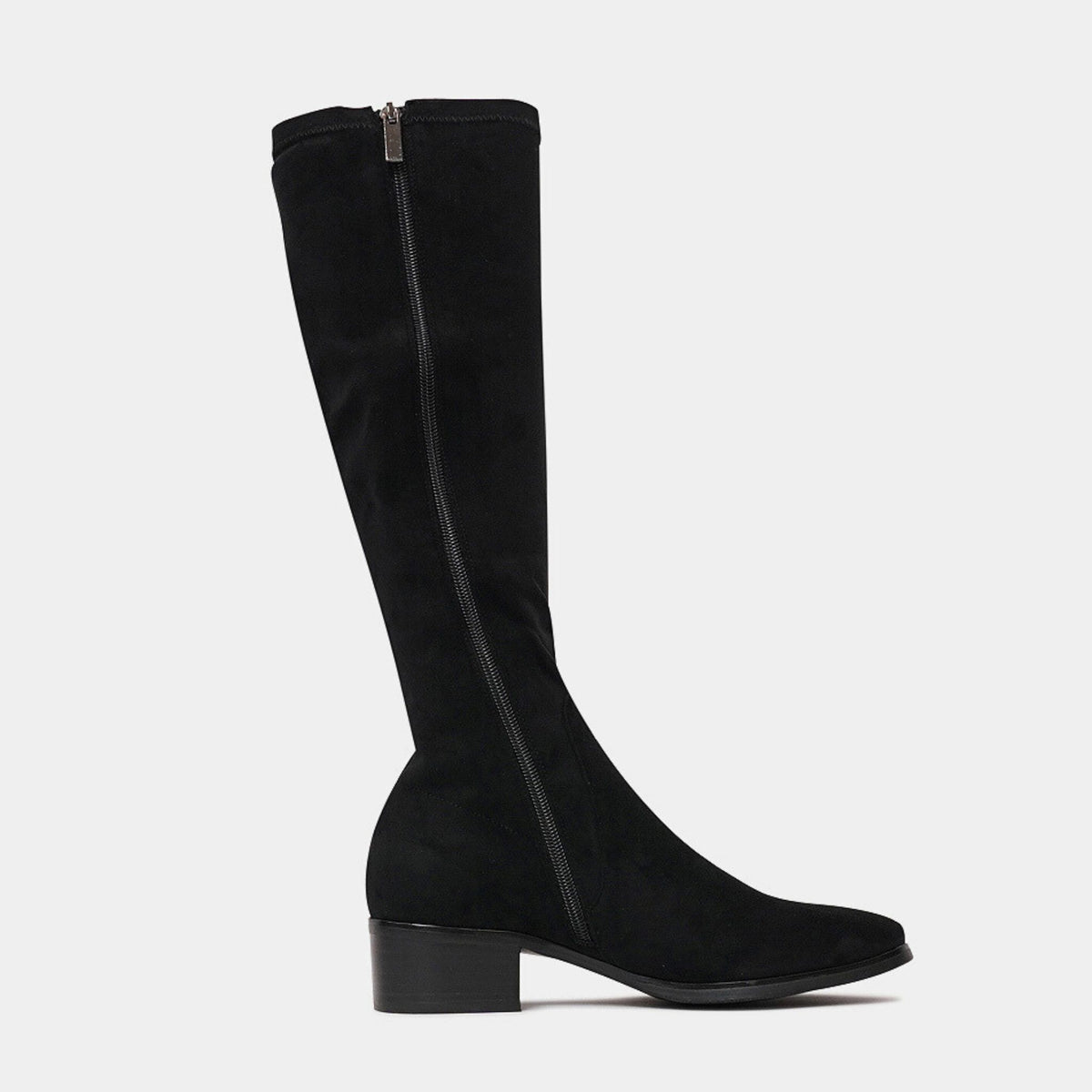 Timothie Black Stretch Microsuede Knee High Boots, DJANGO & JULIETTE - Shouz