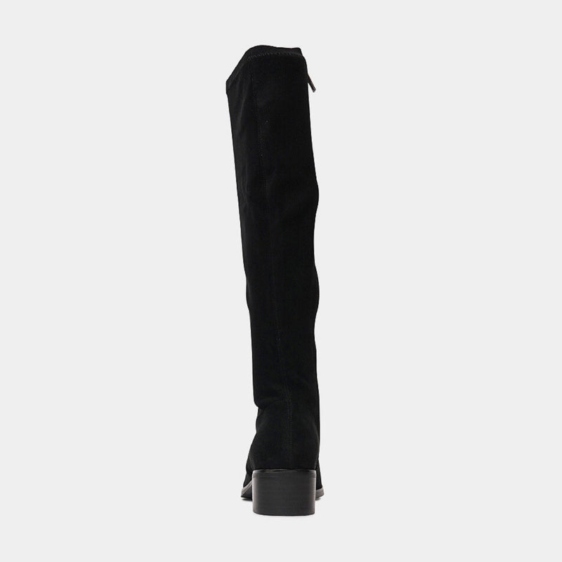 Timothie Black Stretch Microsuede Knee High Boots