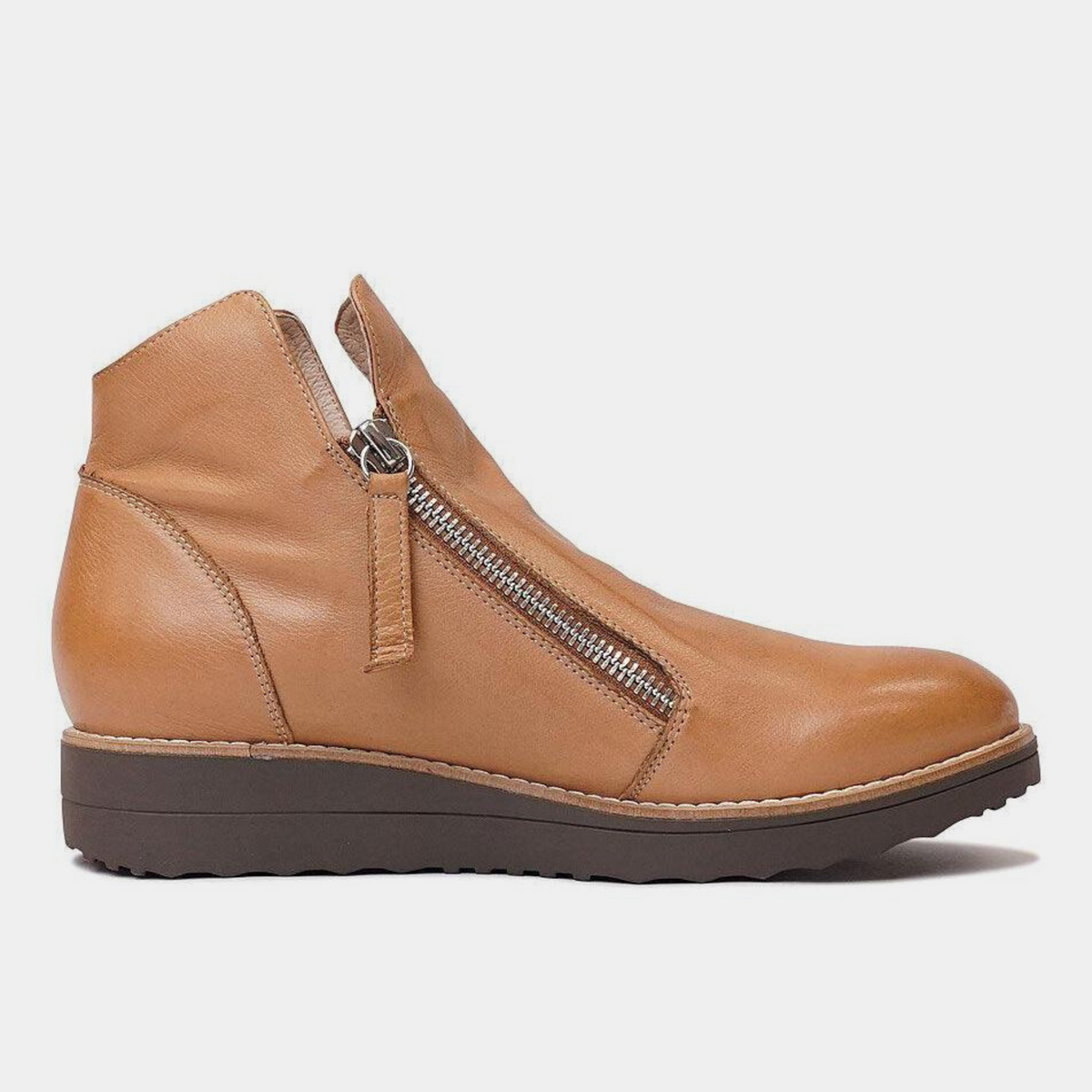 Ohmy Dark Tan/choc Sole Leather Ankle Boots - TOP END | Shouz
